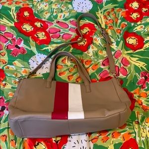 Talbots striped leather tote bag